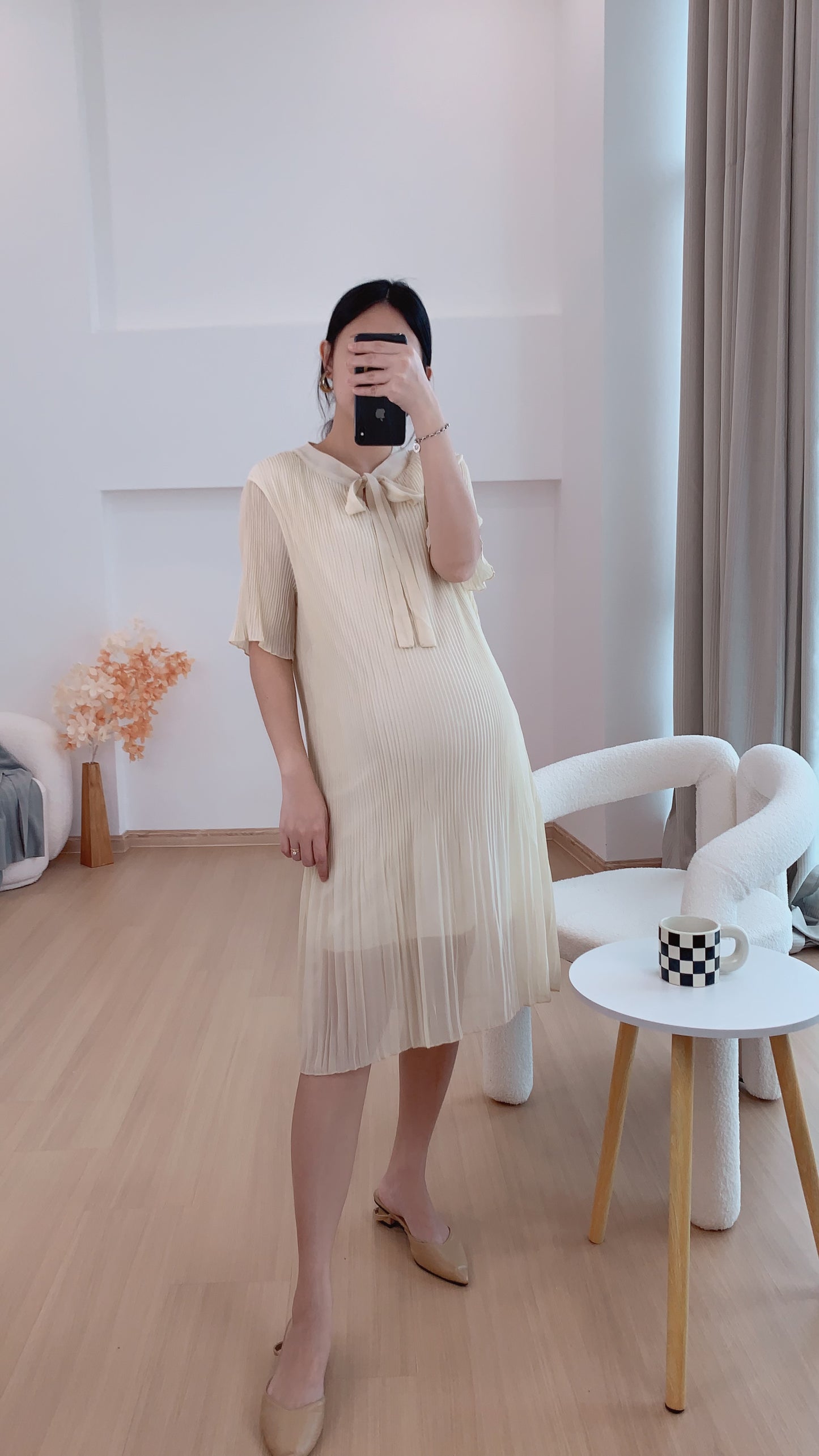Delly Pleated Front Tie Dress
