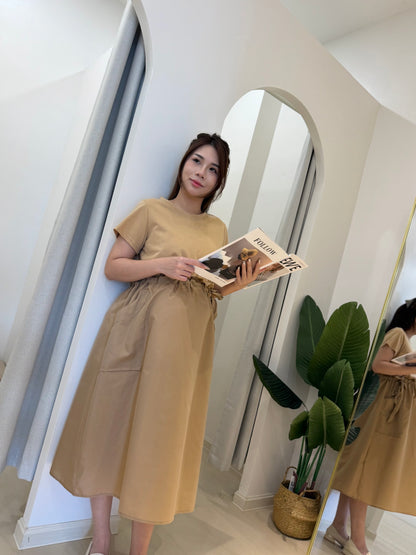 Zoyya Drawstring Pocket Flare Dress