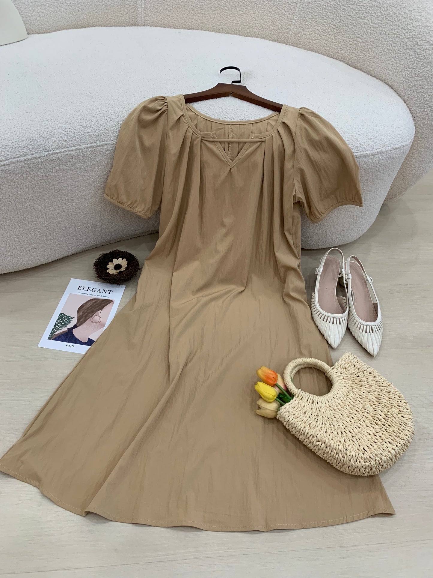 Mindee Khaki Loose Dress