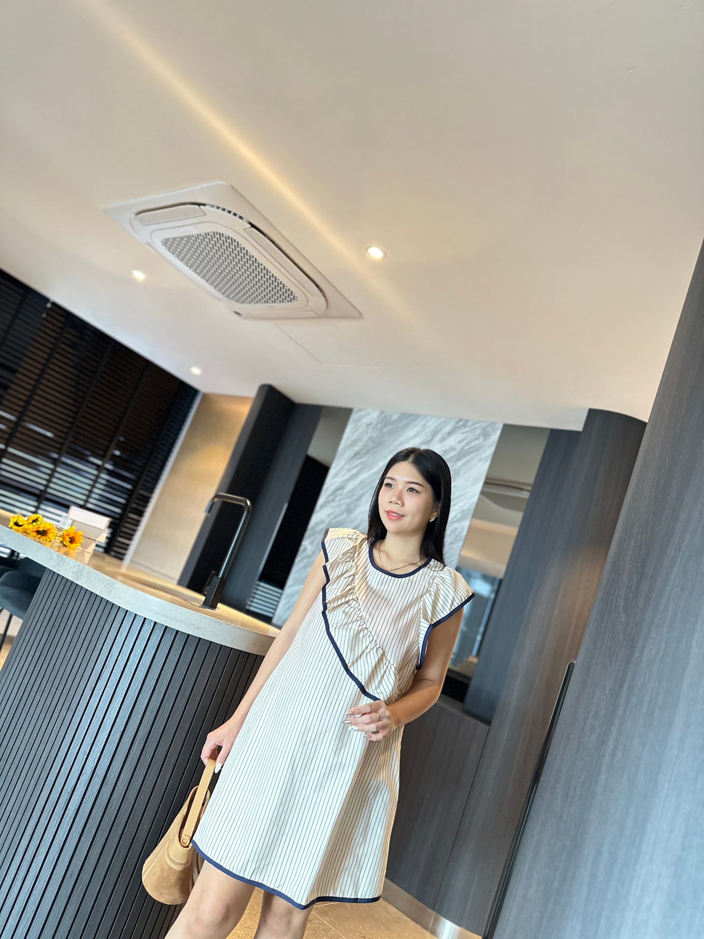 Alvera Ruffle Stripes Dress