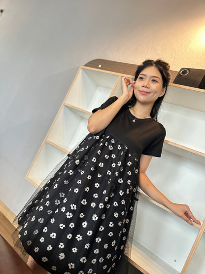 Morie Black Belly Flare Dress