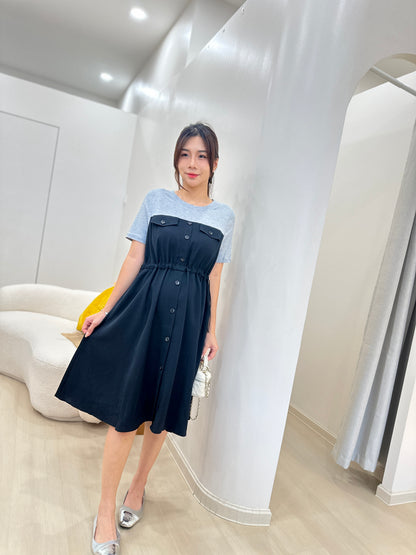 Lelia Waist Tie Round Neck Dress