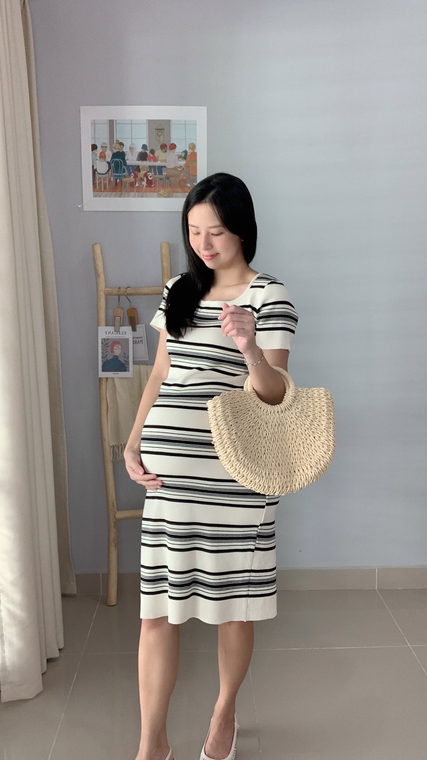 Vayne Stripes Stretchy Knits Dress