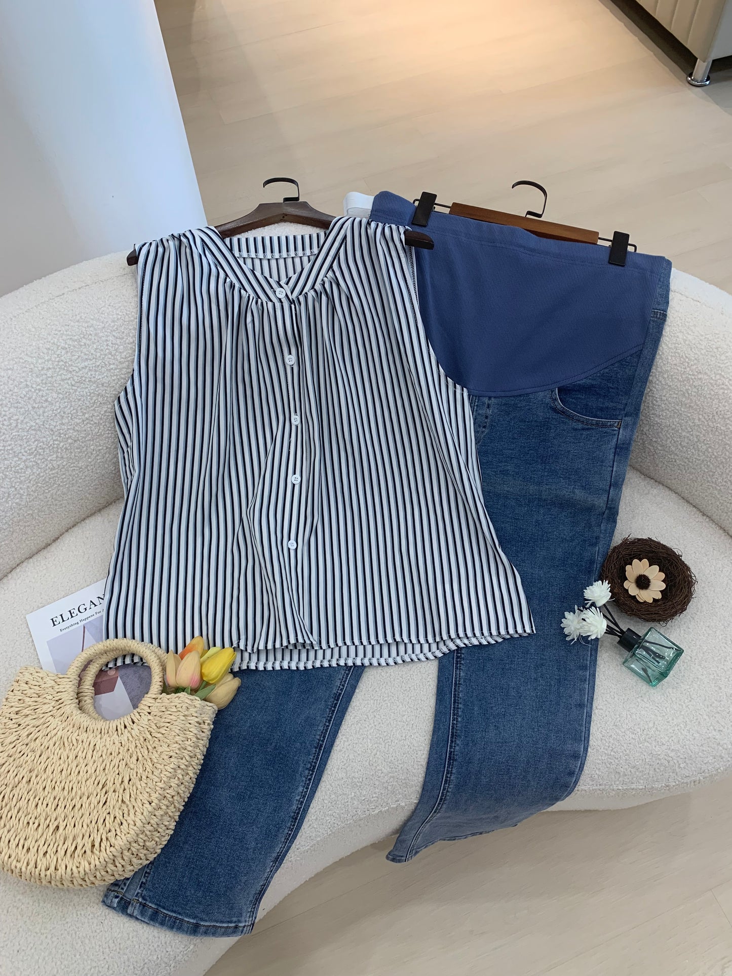 Candy Sleeveless Striped Blouse