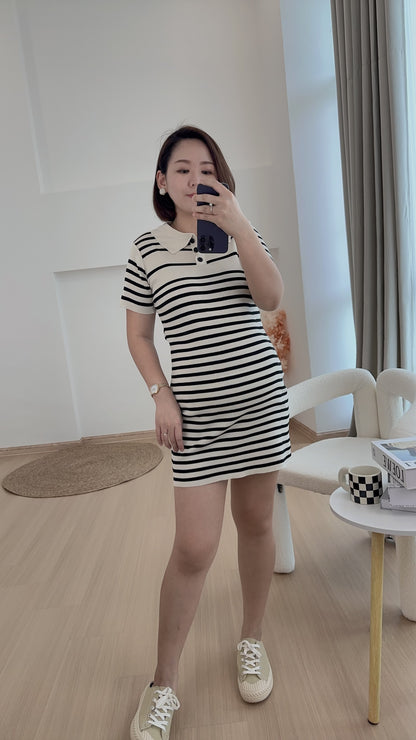 Remell Stripes Knitted Collar Dress