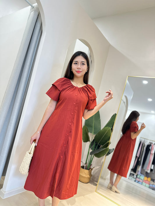 Feena Elegant Button Down Midi Dress