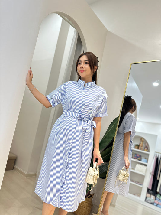 Josefina Stripes Waist Belt Dress