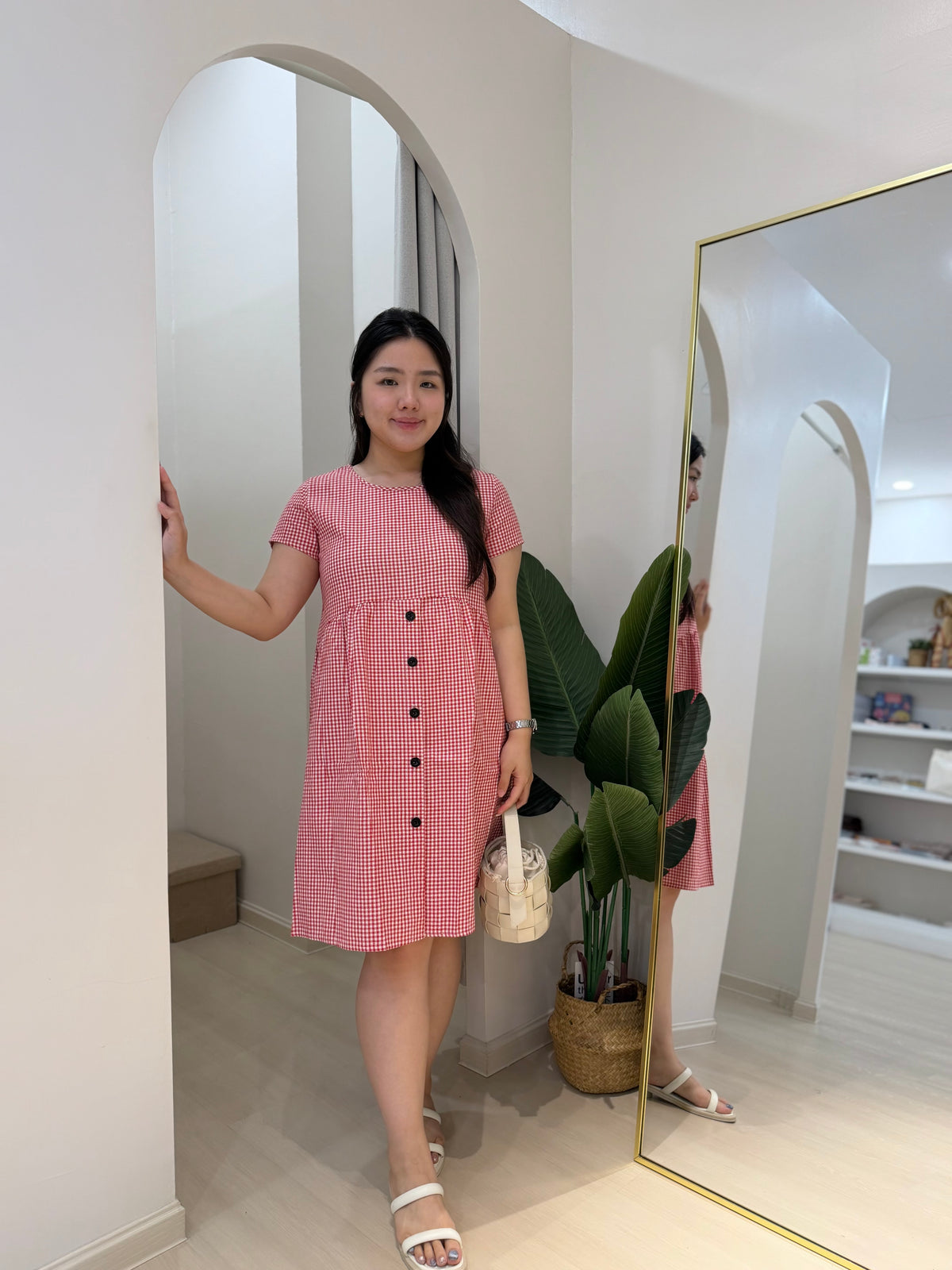 Xena Sleeved Grid Dress
