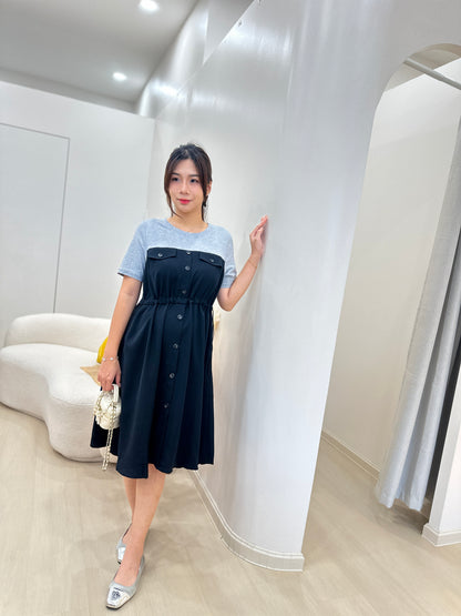 Lelia Waist Tie Round Neck Dress