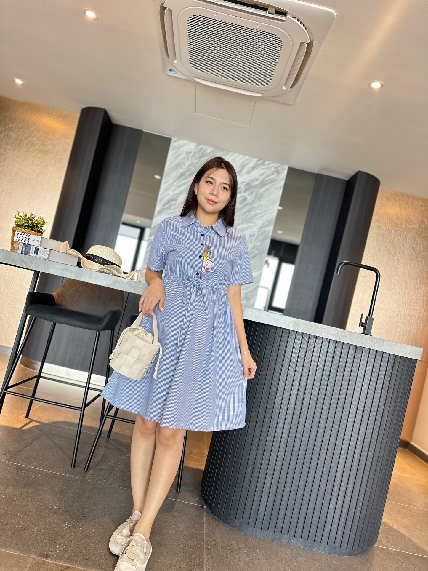 Weyzoe  Kitten Blue Stripes Dress