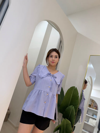 Zaria Ruffle Collar Peplum Blouse