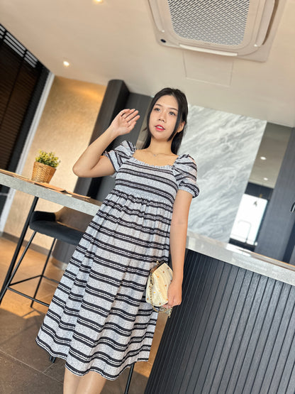 Macy Puff Sleeve Stripes Dress