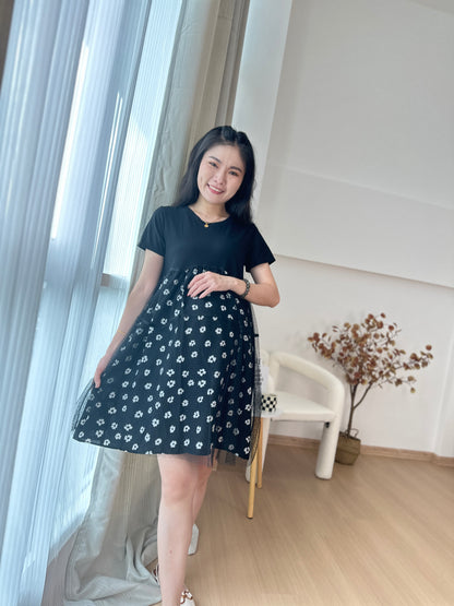 Morie Black Belly Flare Dress