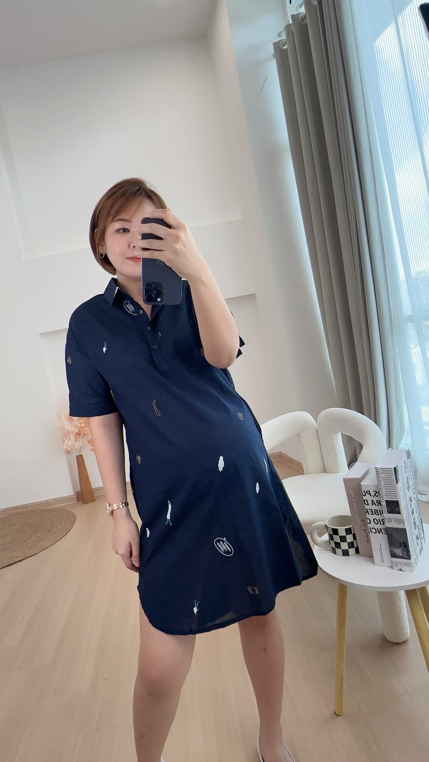 Mable Collared Navy Dress