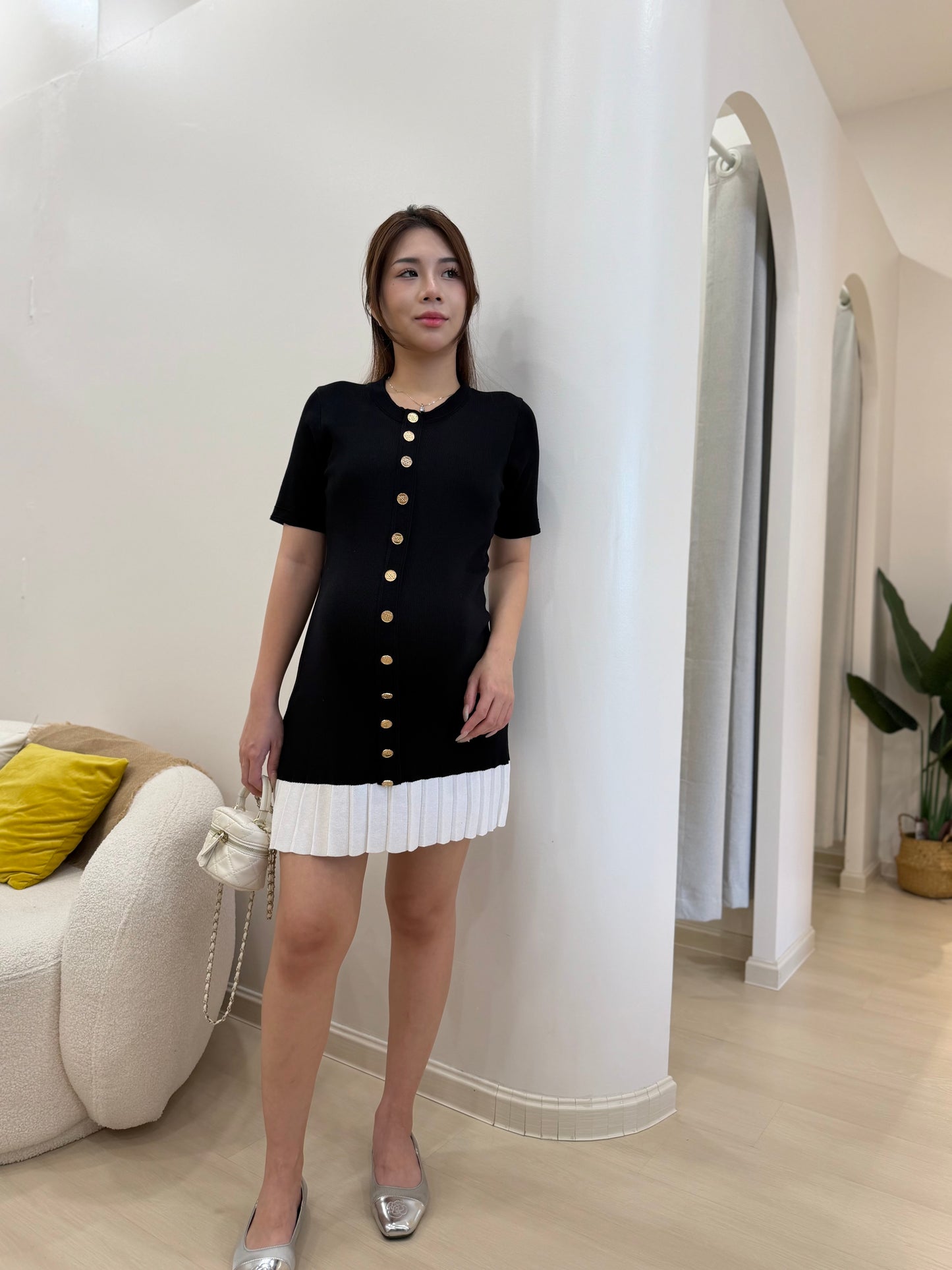Vanya Pleated Knit Dress