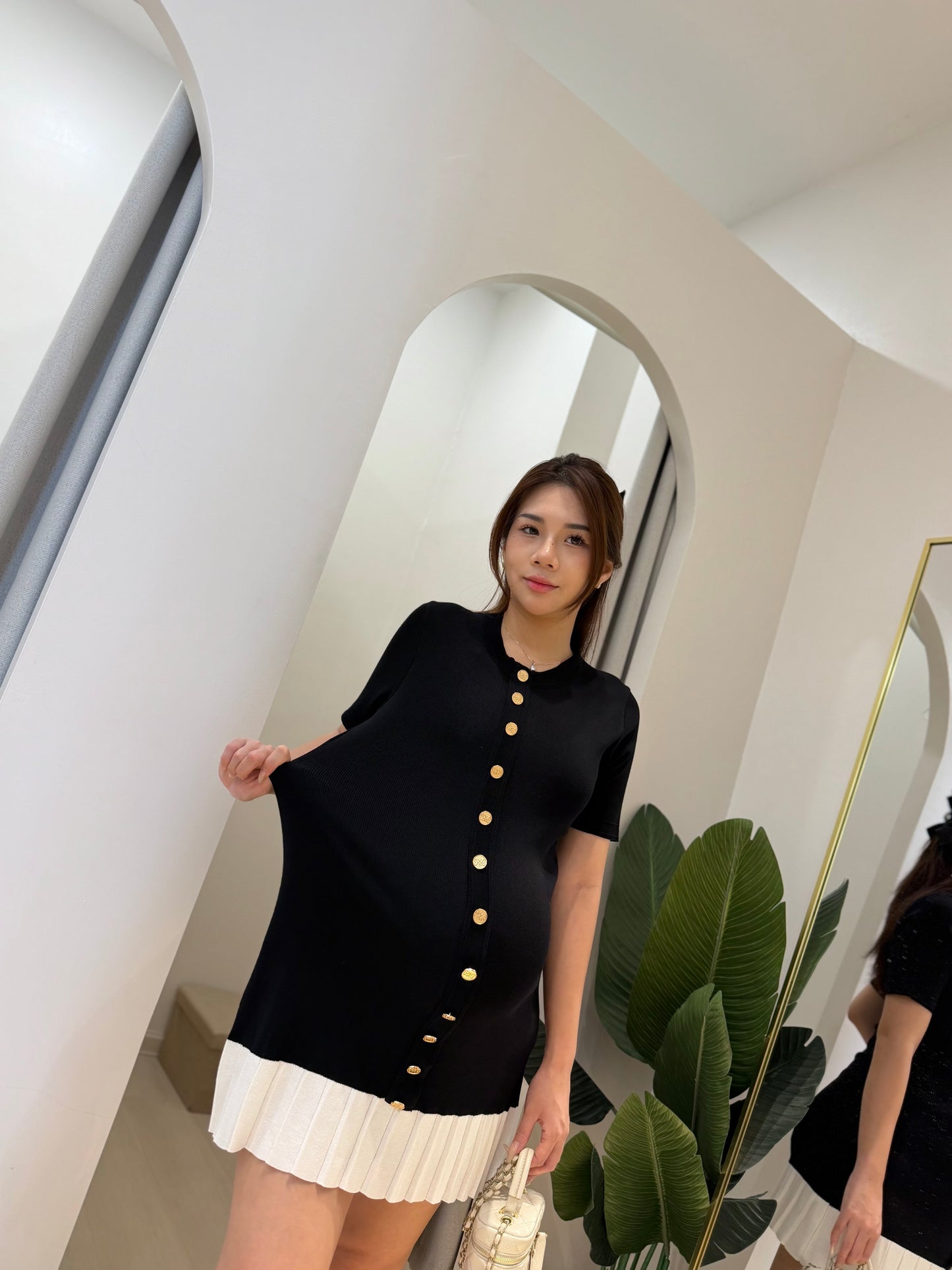 Vanya Pleated Knit Dress