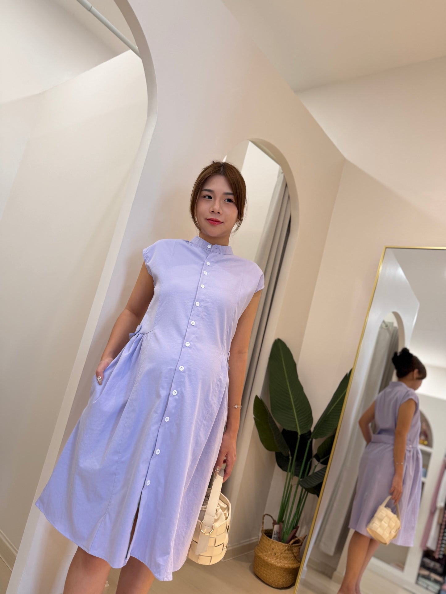 Elara Half Sleeve Button Down Dress