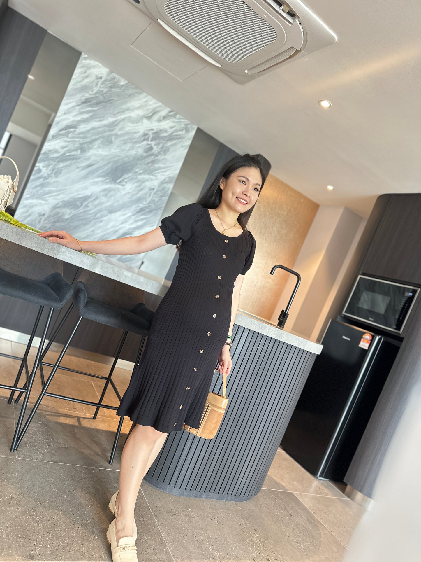 Veanna Black Knits Dress