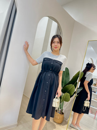 Lelia Waist Tie Round Neck Dress