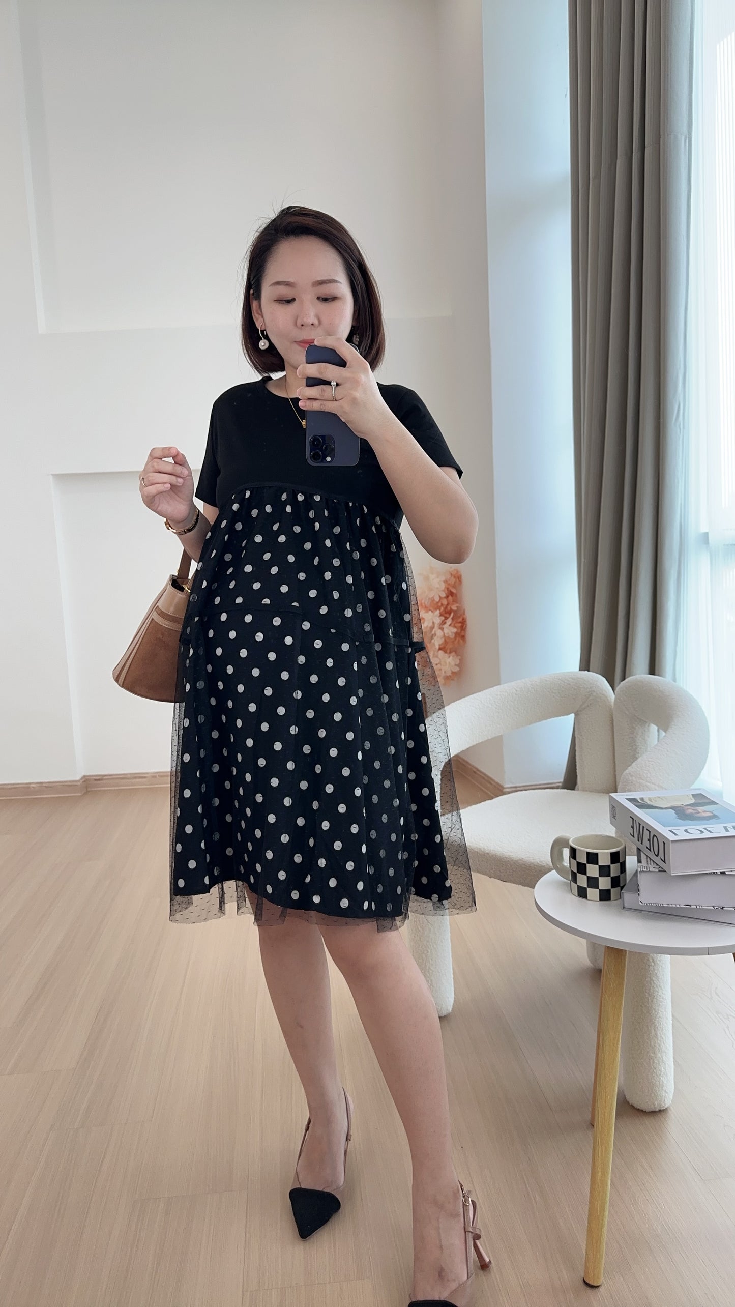 Mozzy Black Belly Flare Dress