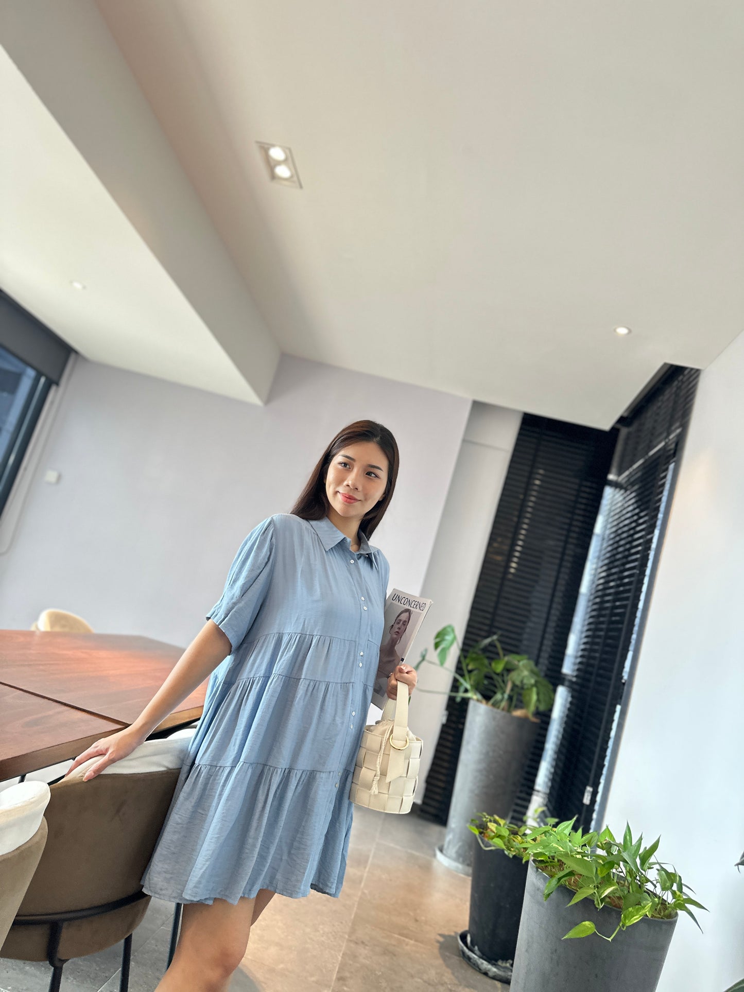 Lrene Button Flare Dress