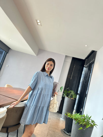 Lrene Button Flare Dress