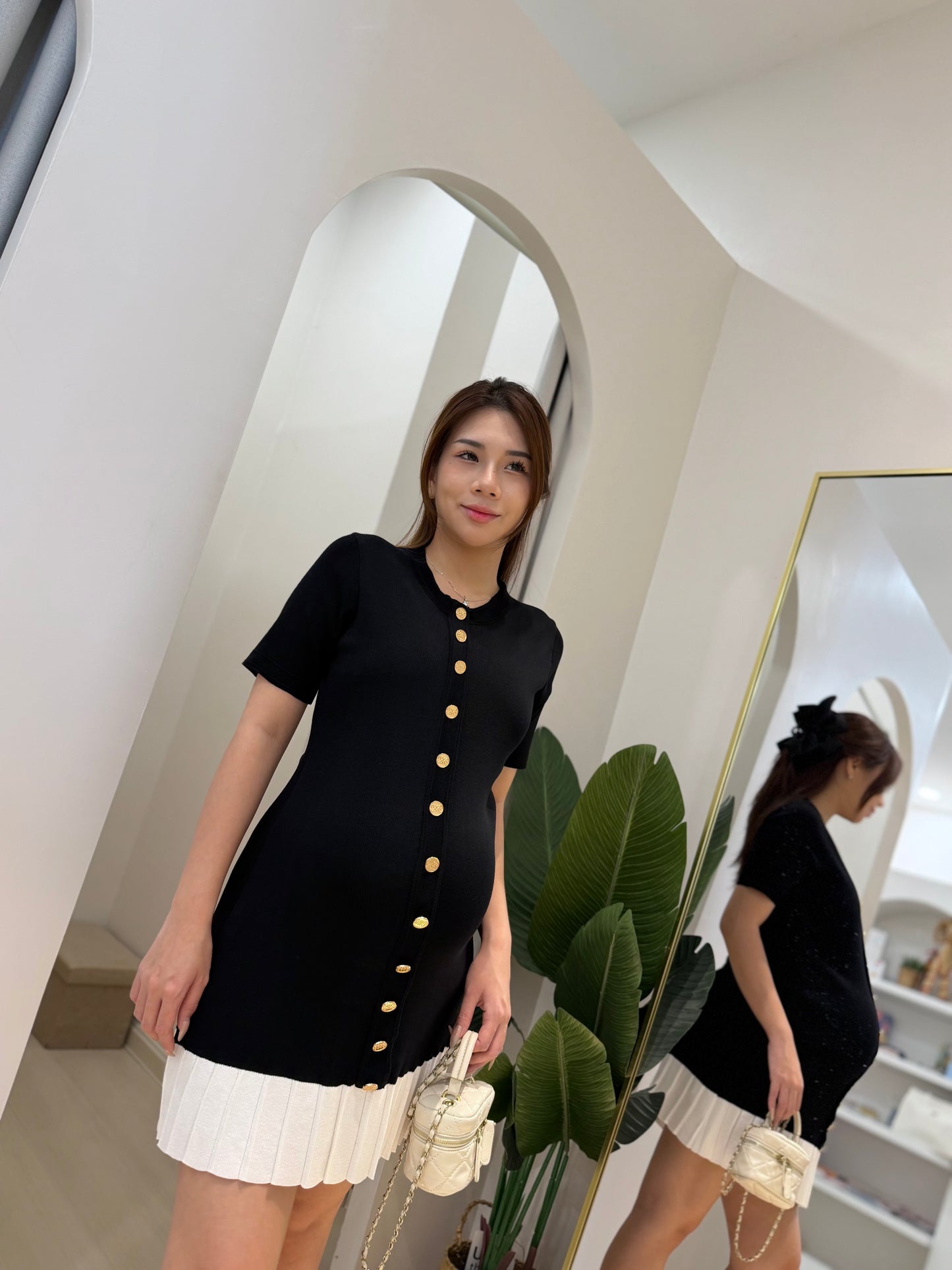 Vanya Pleated Knit Dress