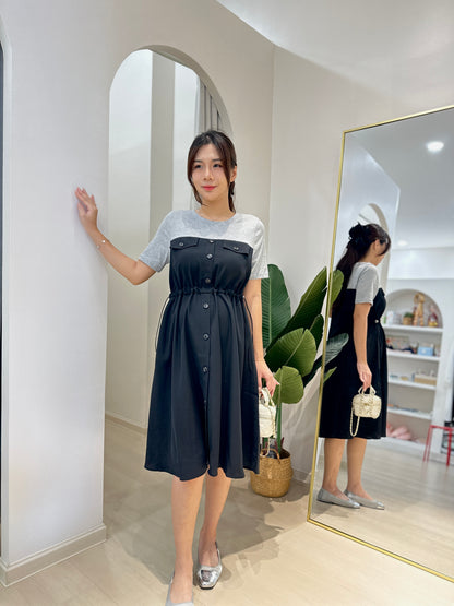 Lelia Waist Tie Round Neck Dress