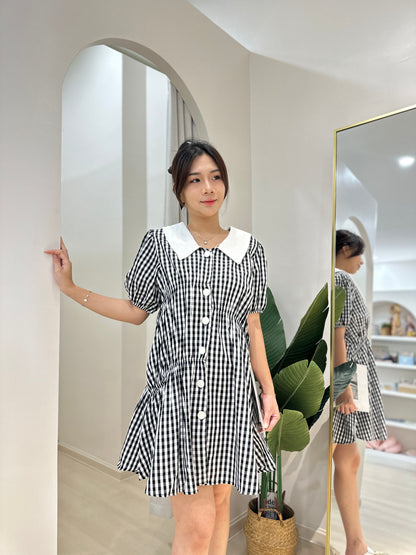 Hazel Black And White Plaid Maternity Dress