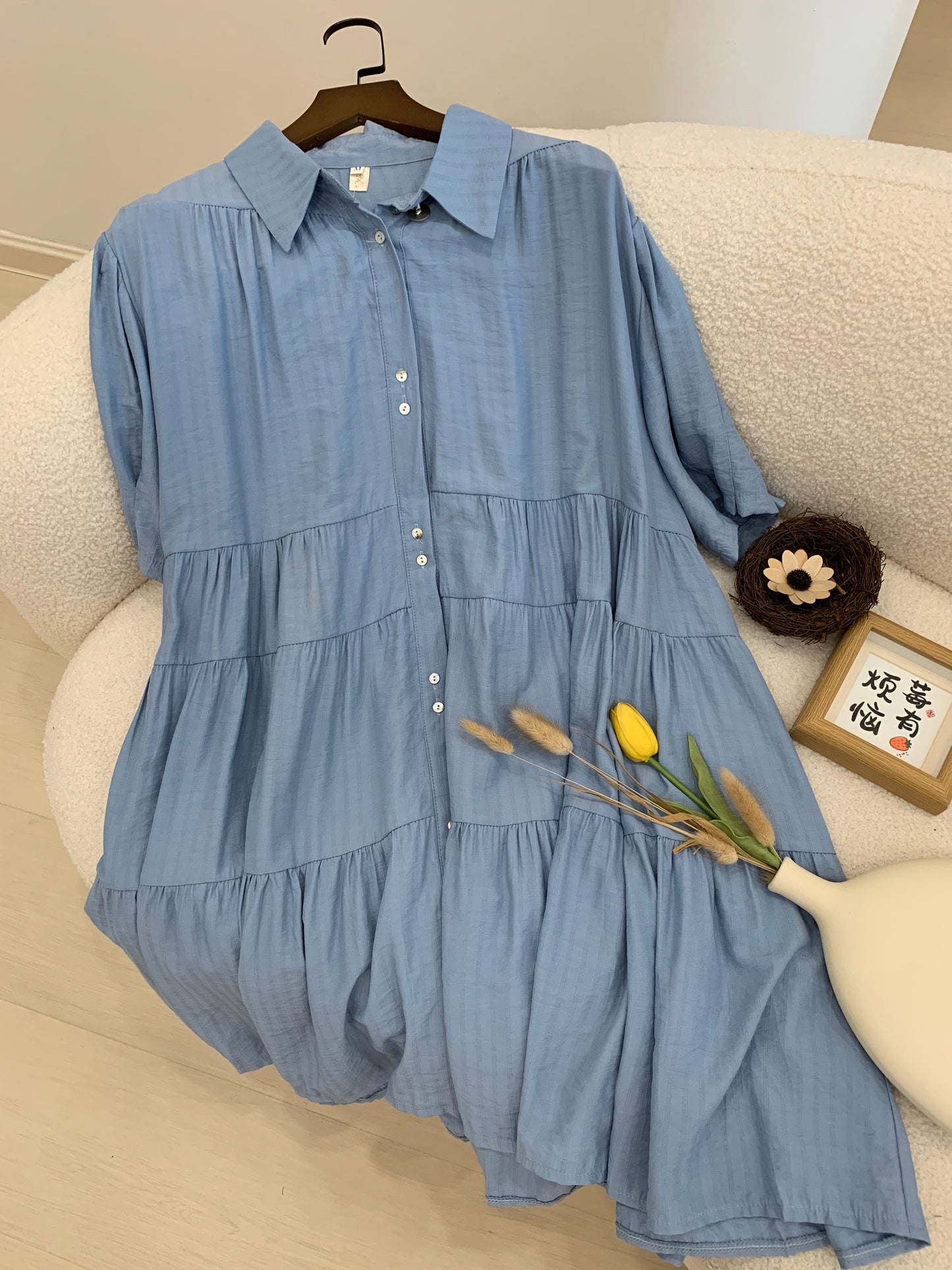 Lrene Button Flare Dress