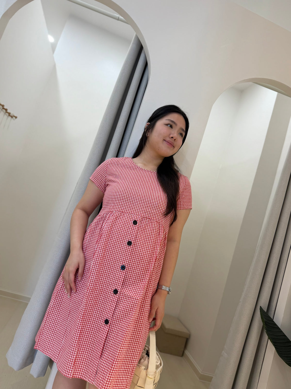 Xena Sleeved Grid Dress