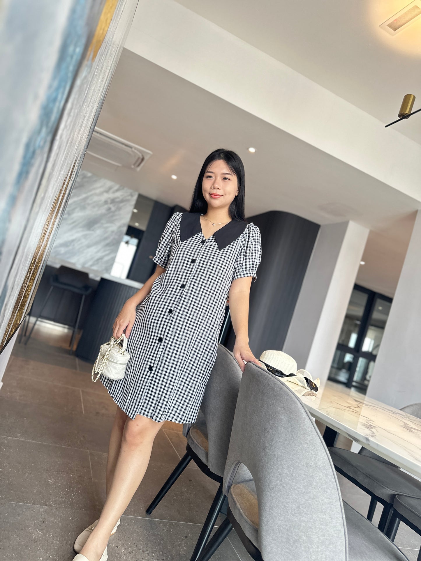 Lovell Grid Collared Dress