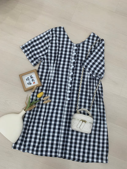 Leeya Plaid Cotton Linen Dress