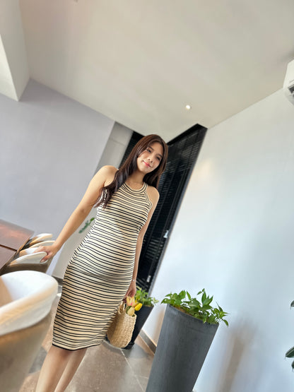 Carrie Halter Neck Stripes Dress