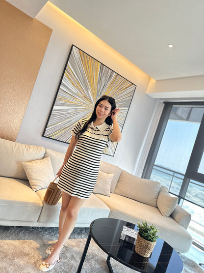 Remell Stripes Knitted Collar Dress