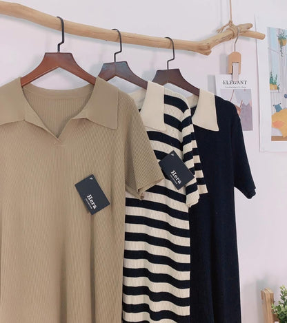 Leon Collared Stretchy Knits Dress