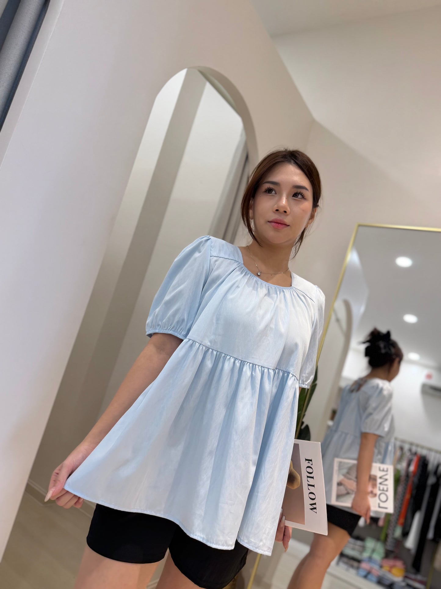 Cassia Babydoll Square Neck Top