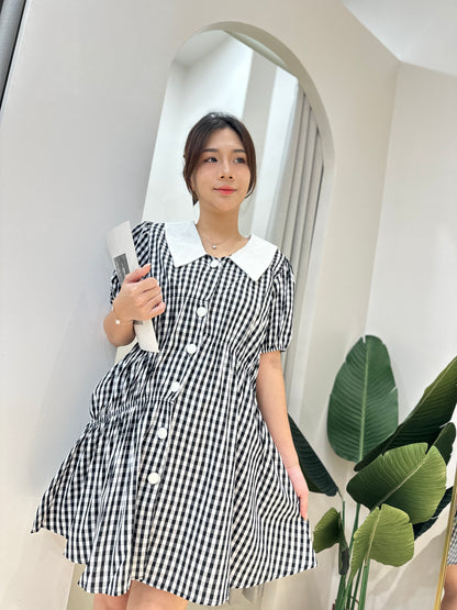 Hazel Black And White Plaid Maternity Dress