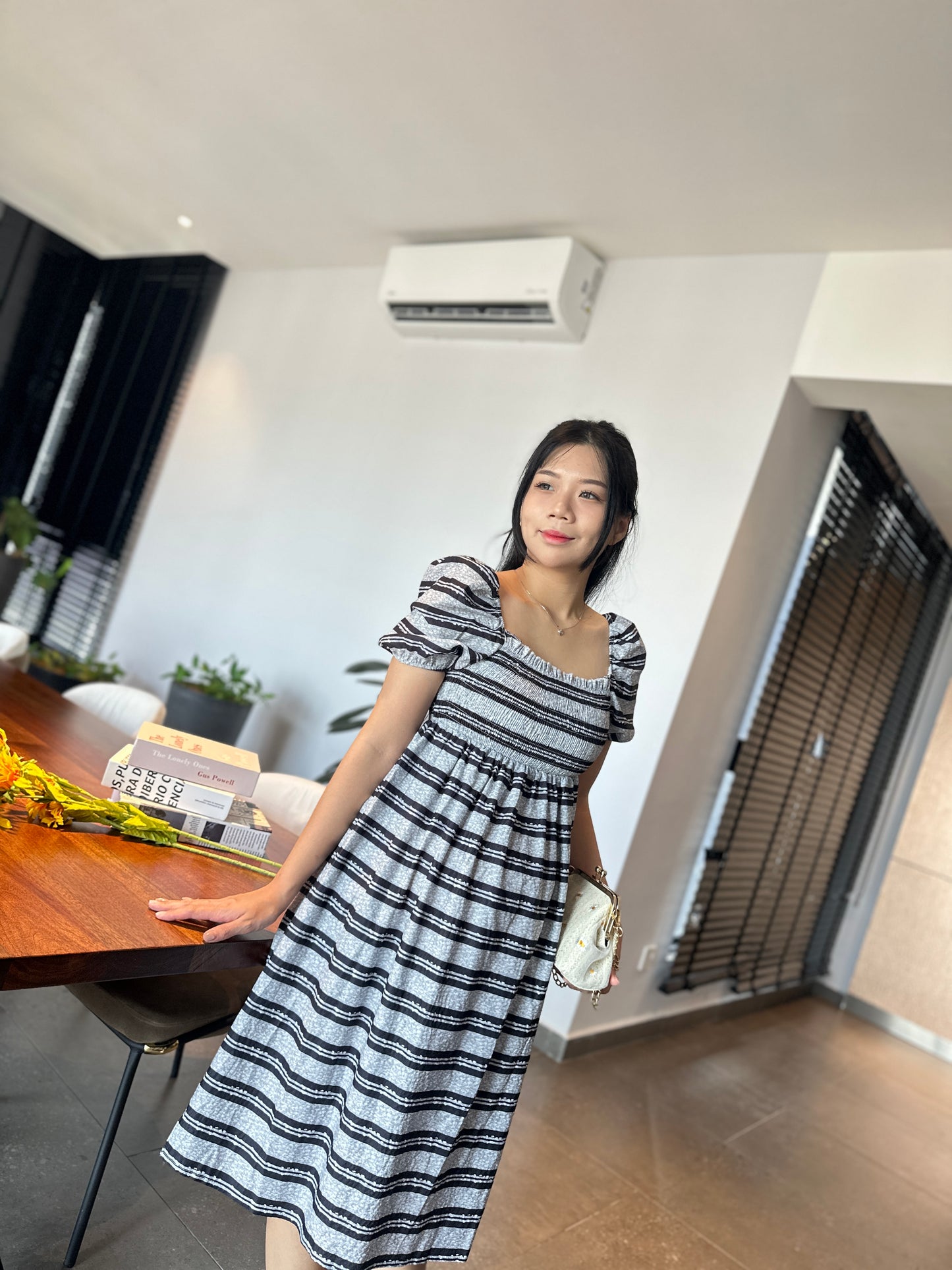Macy Puff Sleeve Stripes Dress
