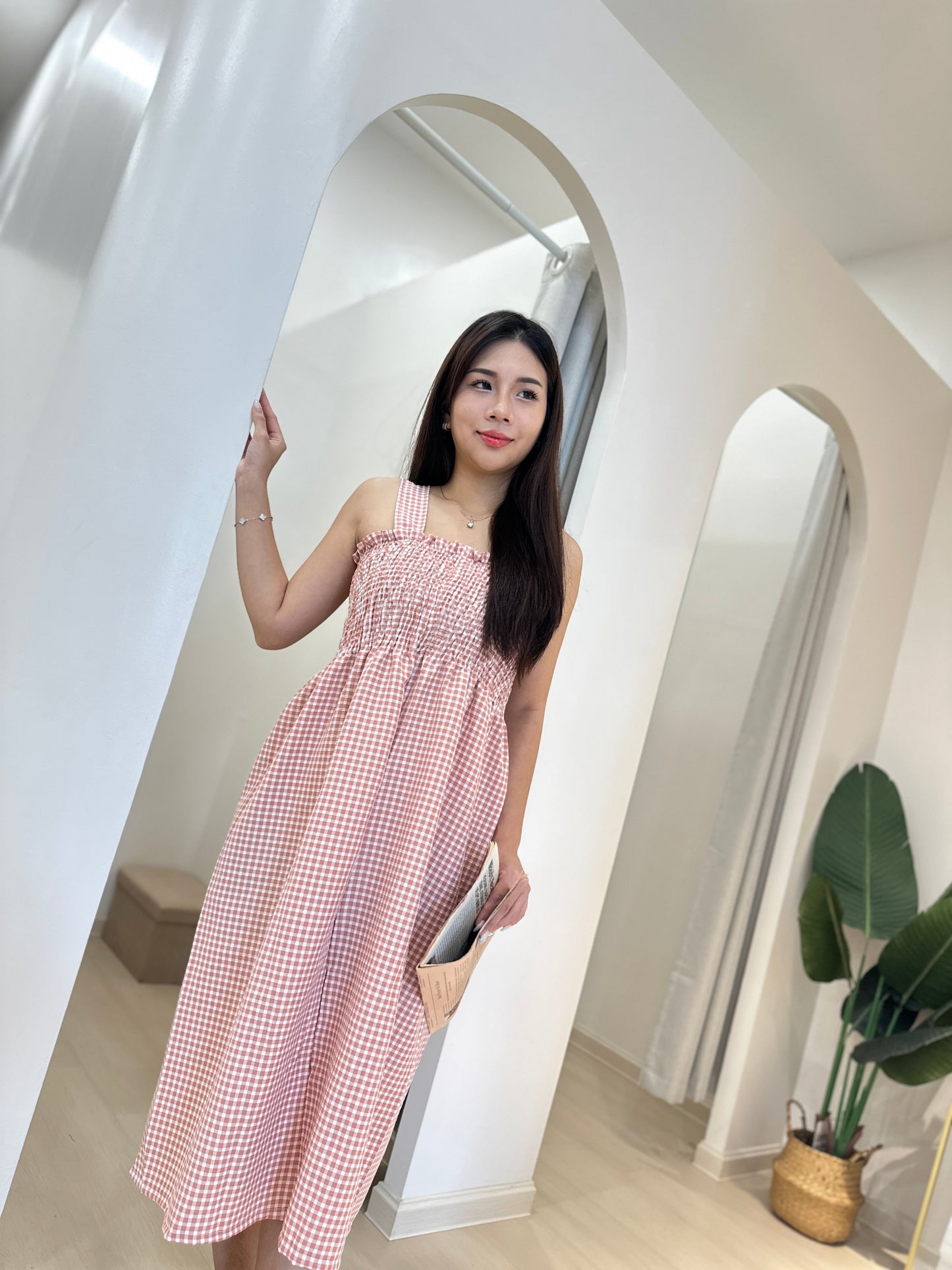 Liliah Checkered Midi Dress