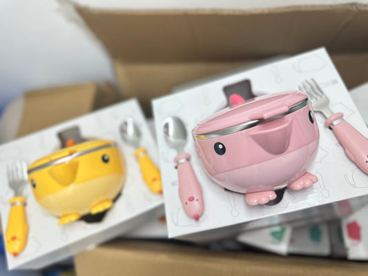 GoryeoBaby Stainless Steel Anti-drop Bowl Three-Piece Tableware Set