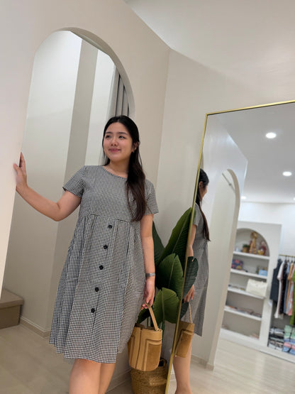 Xena Sleeved Grid Dress
