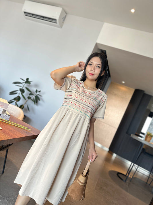 Yoogi Tied Khaki Dress