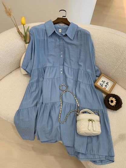 Lrene Button Flare Dress