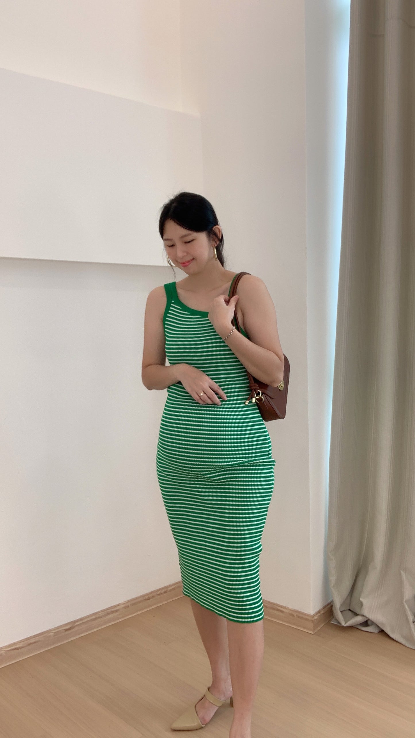 Avell Stripes Green Knits Dress