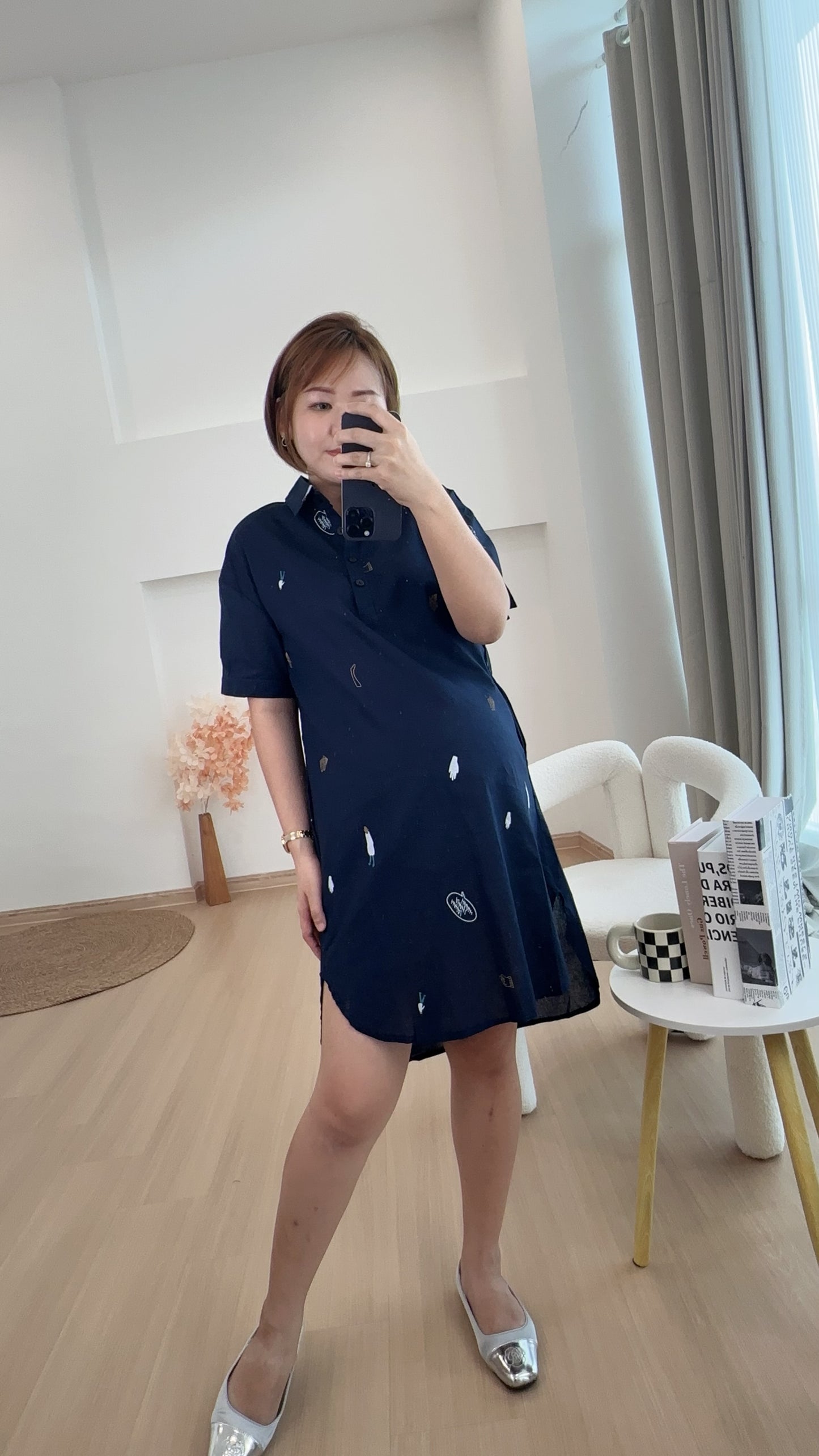 Mable Collared Navy Dress