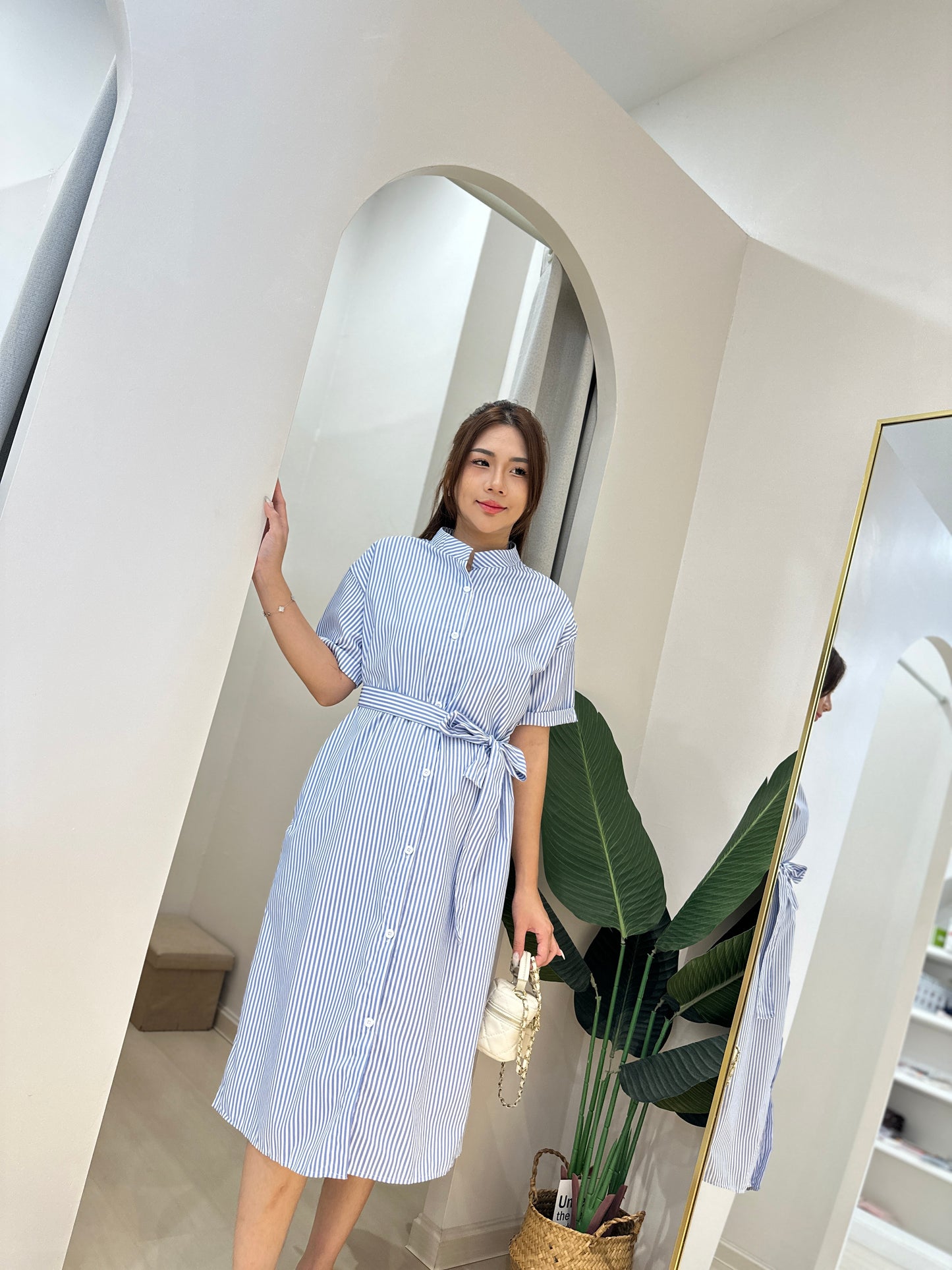 Josefina Stripes Waist Belt Dress