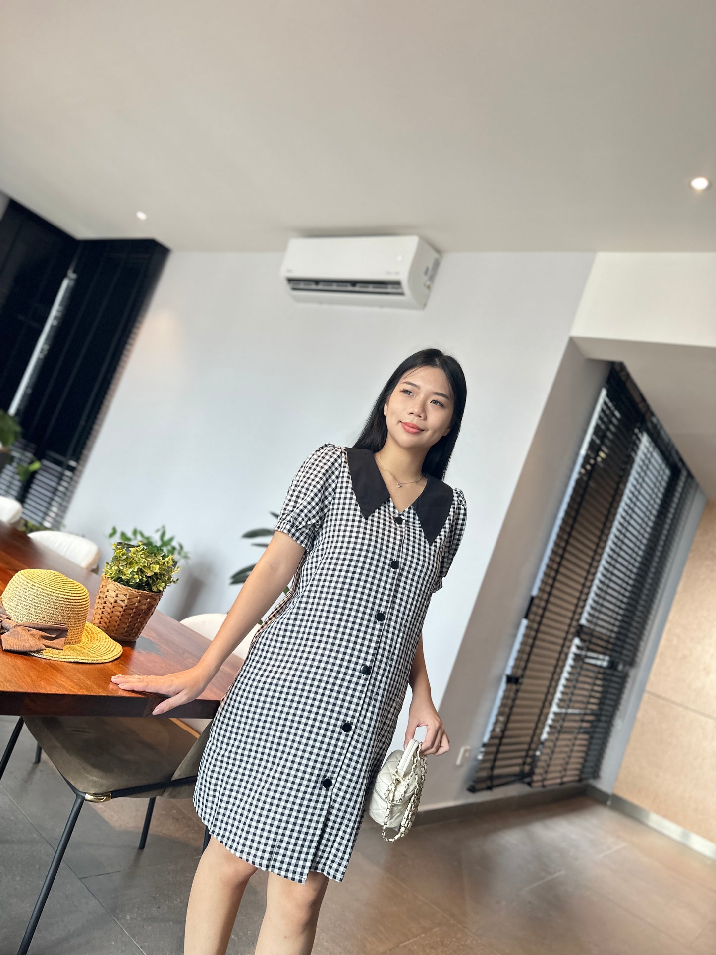 Lovell Grid Collared Dress