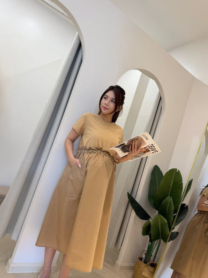 Zoyya Drawstring Pocket Flare Dress