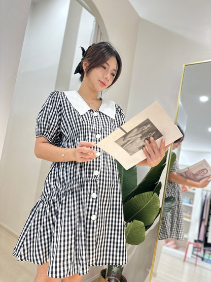 Hazel Black And White Plaid Maternity Dress